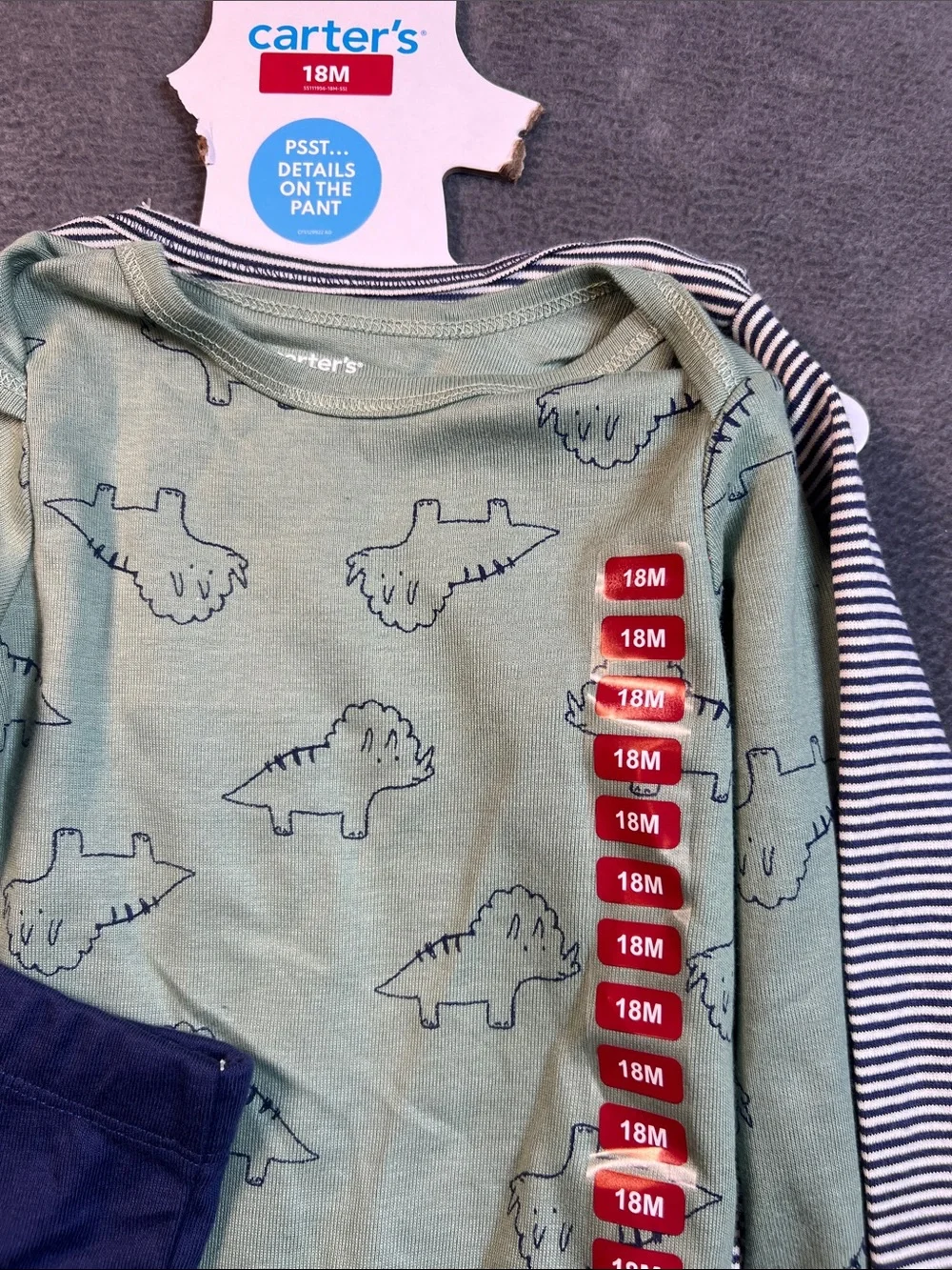 Carter's Sage Dino Bodysuit & Navy Leggings Set